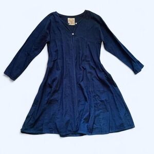Indigo Cotton Boho Relaxed Fit Dress One Size by Auntie Oti